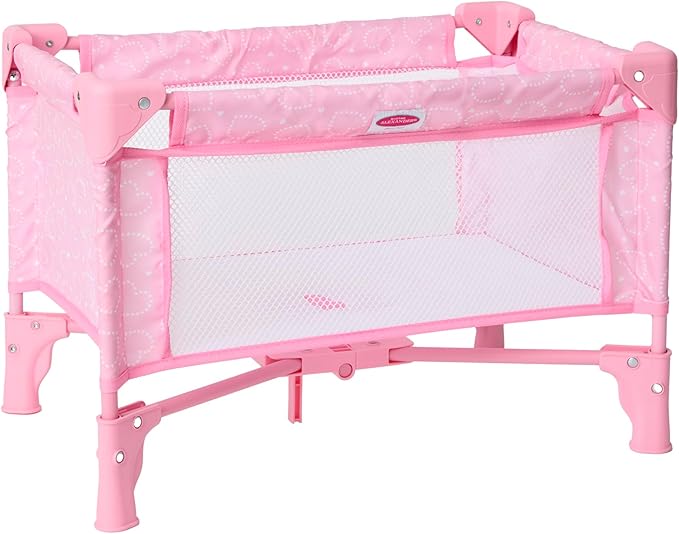 Madame Alexander Pack and Play Crib for Dolls, Pink Hearts