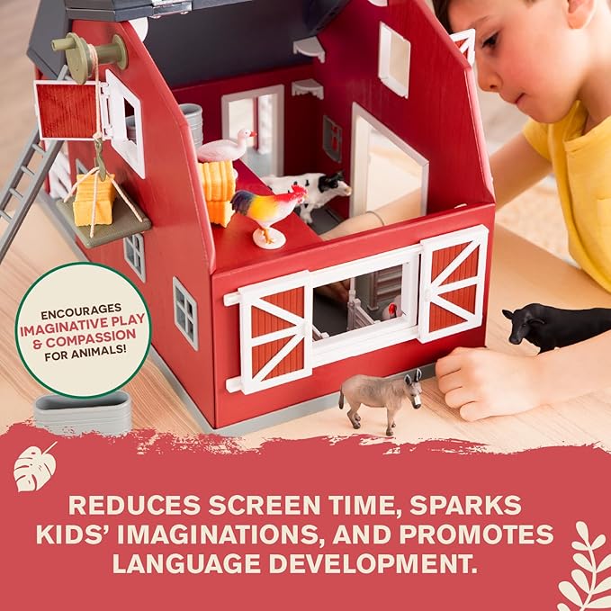 Terra by Battat – 20 Pieces Wooden Animal Barn Toy Set – Farm Animals & Play Fence – Pretend Play for Toddlers & 3+ Years – Educational Toys – Farmhouse Playset with Cute Animal Figures