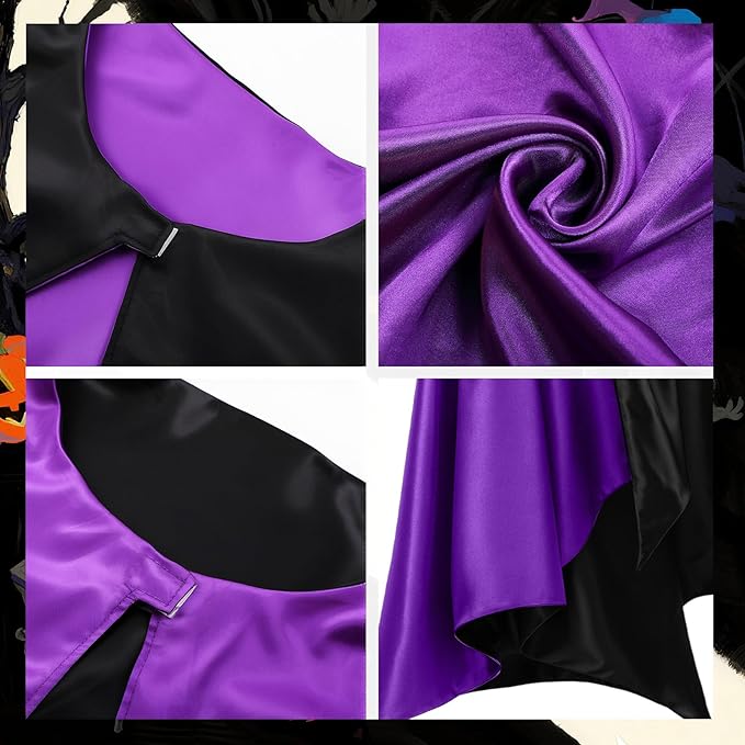 Haysandy Bat Cape Costume Unisex Reversible Satin Capes for Women for Halloween Hero Party Vampires Cosplay Costume