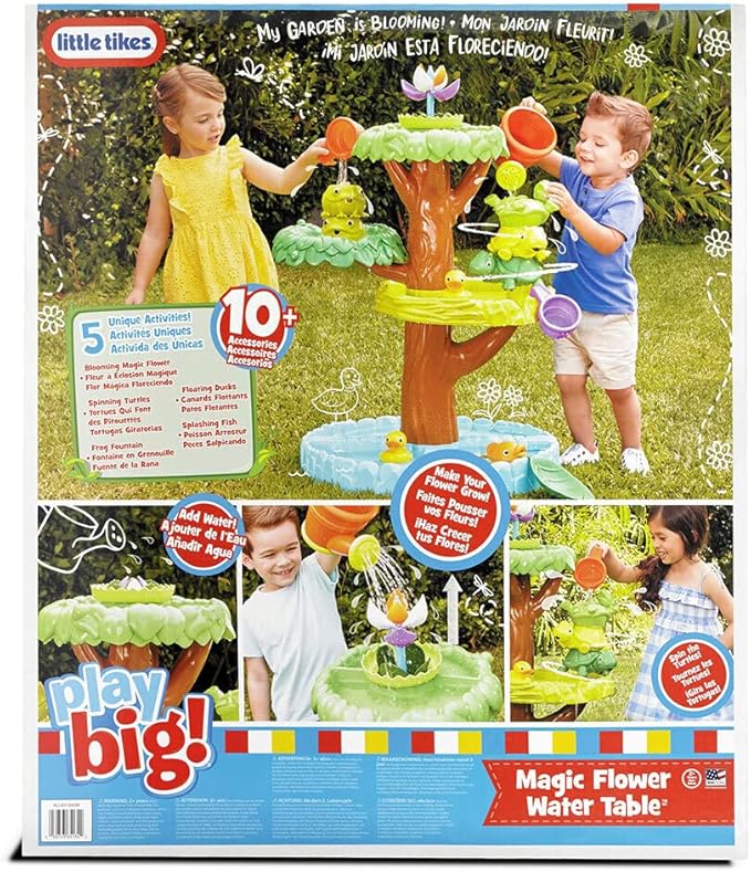 Little Tikes Magic Flower Water Table with Blooming Flower and 10+ Accessories, Multicolor, (Model: 651342M), Medium