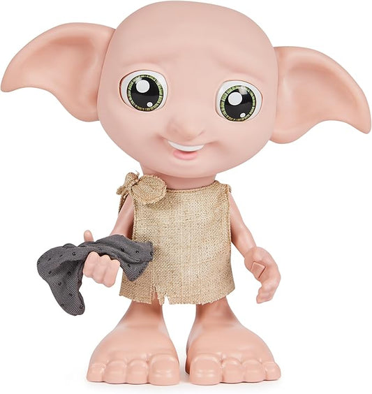 Wizarding World - 8.5" Harry Potter Elf Dobby Interactive Doll with Stocking and 30+ Sounds and Phrases - Harry Potter Gifts - Toys Kids 6+