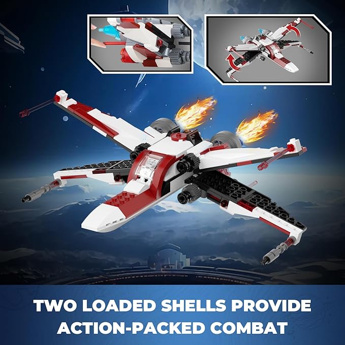 3 in 1 Space Vehicle Building Set - Buildable Space Fighter, Galactic Battle Tank, Anti Vehicle Cannon, Compatible with Lego, Great Birthday Gift Toy for Star Fans Kids Boys Girls Ages 6+