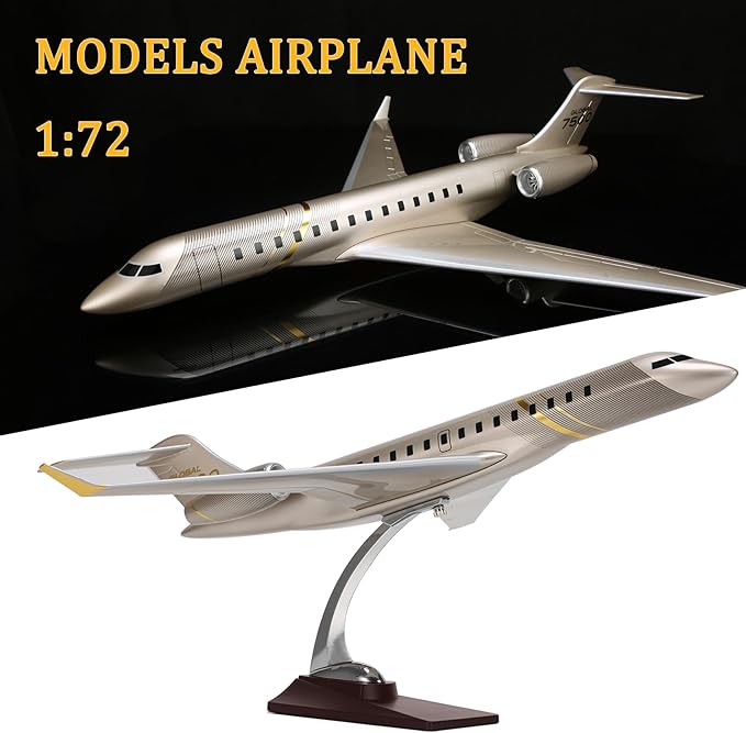 19.7”Collection Model Jet Airplane, Aviation Models Scale 1:72 Bombardier 7500 Model Aircraft for Office Home Desk Decoration or Gift (Golden)