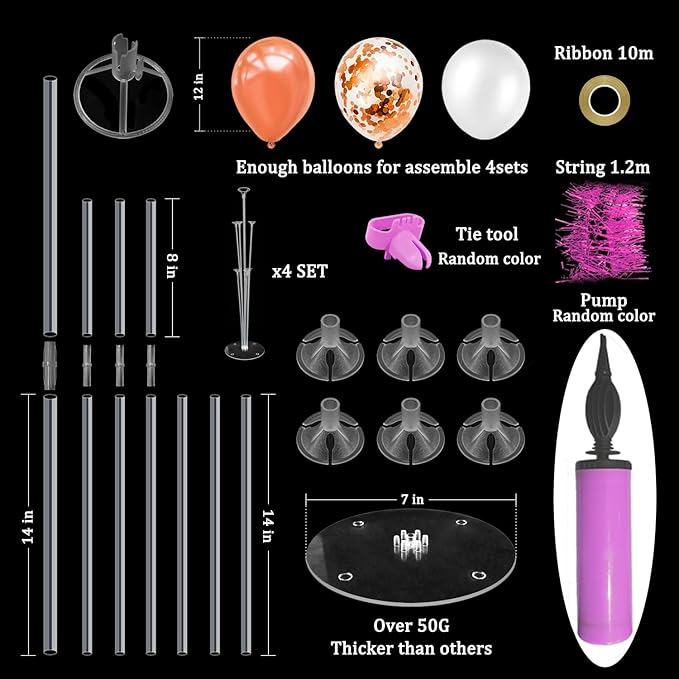 Rose Gold Balloon Stand Centerpiece Table Decorations for Birthday Anniversary Engagement Wedding Bridal Shower Graduation Mother's Day Party Decorations(Rose gold set4)