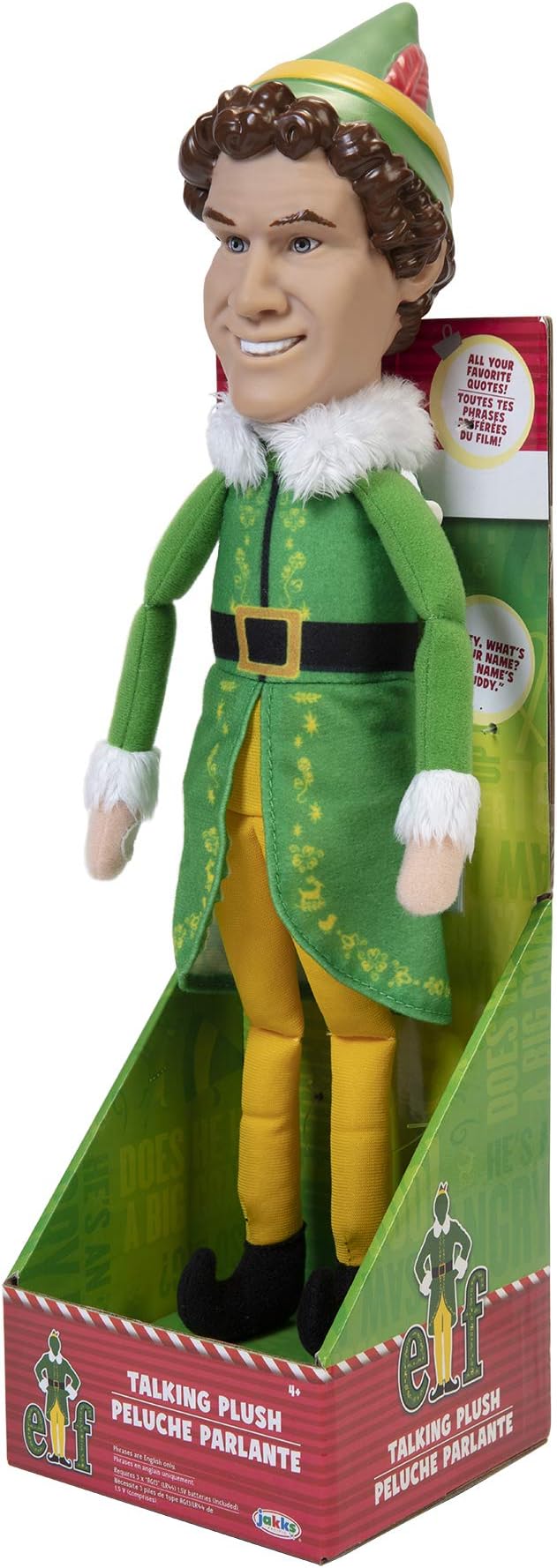 Jakks Holiday Elf Buddy The Elf Talking Plush with 15 Phrases Approximately 12-Inches in Height