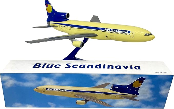 Flight Miniatures Blue Scandinavia Lockheed Tristar L-1011 1:250 Scale - Plastic Snap-Fit Model Airplane - Collectible Replica of Blue Scandinavia Airlines Aircraft - Part #ALK-10110I-018