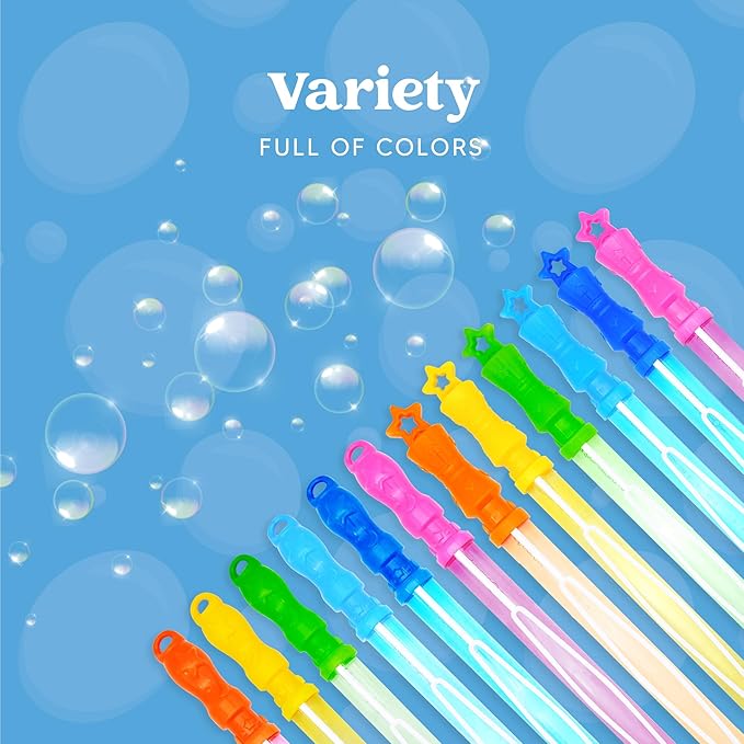 JOYIN 24 Pack 14’’ Bubble Wands Assortment, 6 Colors Giant Bubble Wands Party Favors Kids Summer Toys Outdoor Play Toys Games Christmas Birthday Party