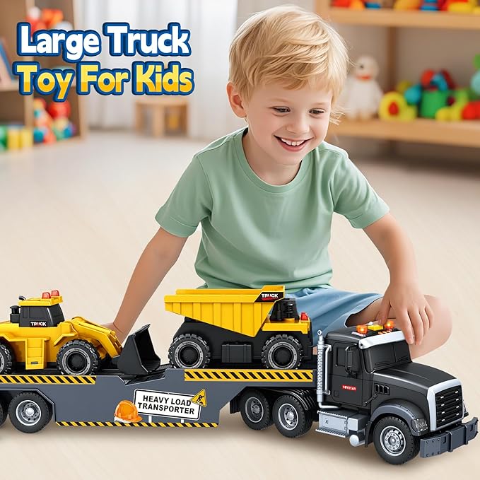 SpringFlower Boy Toys, Toddlers Truck Toy for 3 4 5 6 Year Old Boys, Extra Large Truck Toy with Sounds & Lights, Birthday Gifts for Kids Child 3 4 5 6 Years Old
