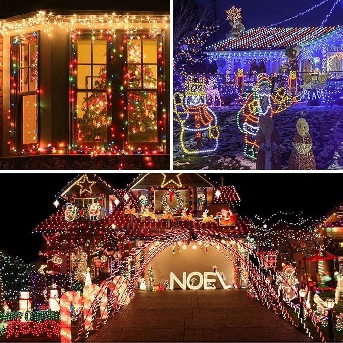 AmyHomie Halloween Lights Outdoor, 300LED Multicolor Christmas Lights with 8 Lighting Modes, End to End Connectable Fairy String Lights for Indoor Outdoor Christmas Decoration