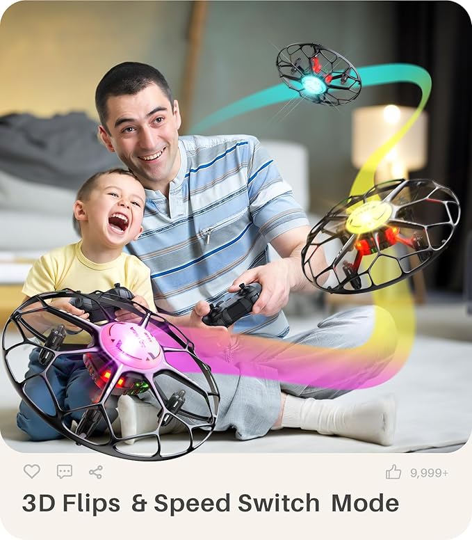 SYMA Drone for Kids with 7-Color LED Light, X660 Mini Drone with 3D Flip, Rotary Ascent, Headless Mode, Speed Switch and Full Protection RC Toys Gifts for Beginners Adults