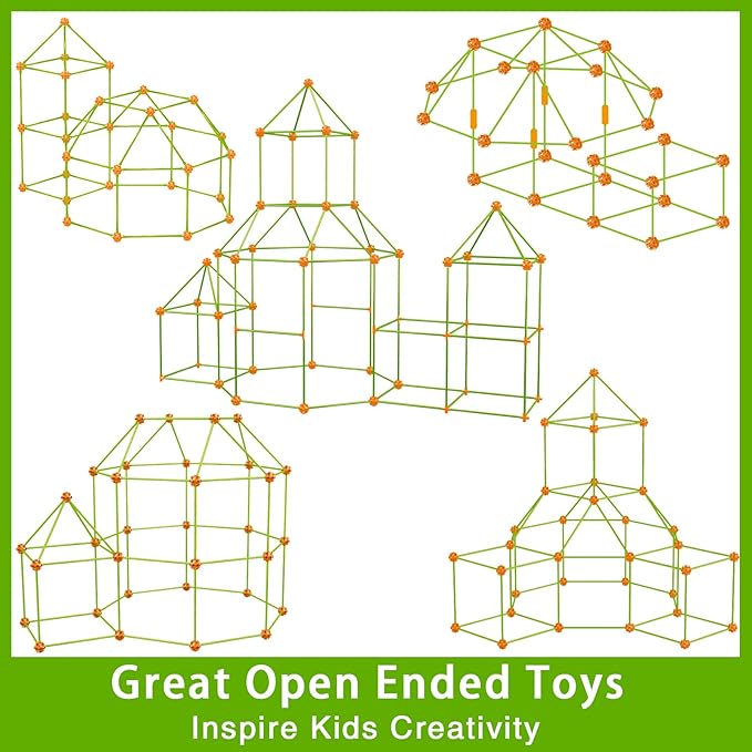 OleFun 180 Pack Fort Building Kits for Kids 4, 5, 6, 7, 8+ Year Old Boys & Girls, Creative STEM Building Toys for DIY Castles, Tunnels, Play Tent, for Aged 5-8, 8-12