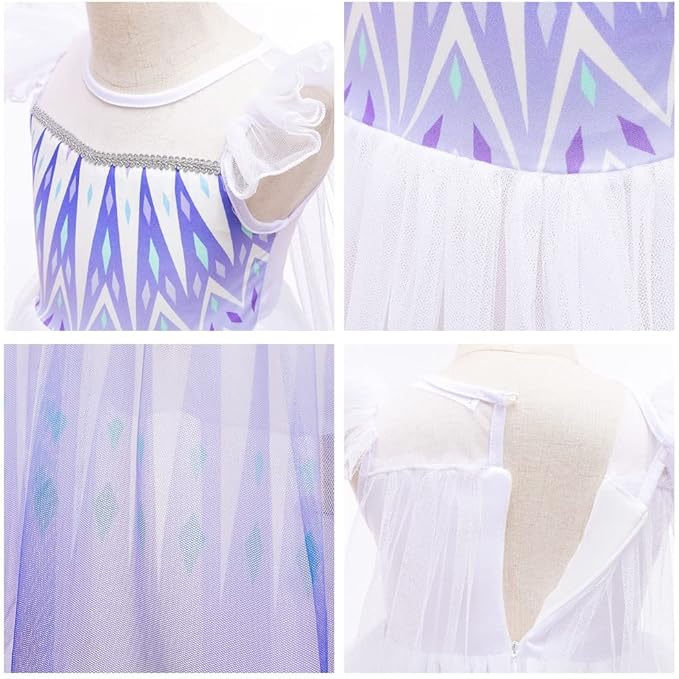 REXREII Princess Dress for Girls Halloween Party Cosplay Dress Up Frozen Elsa Snow Queen Costume Christmas Birthday Gown