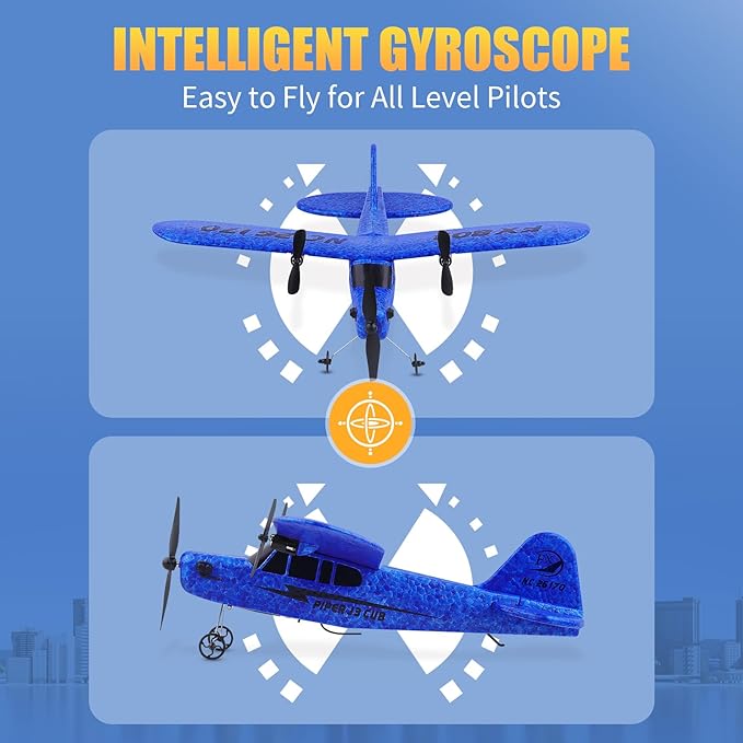 2CH RC Airplane Toys, RC Plane Ready to Fly, 2.4GHz Remote Control Airplane Easy to Fly RC Glider for Kids & Beginners (Blue)