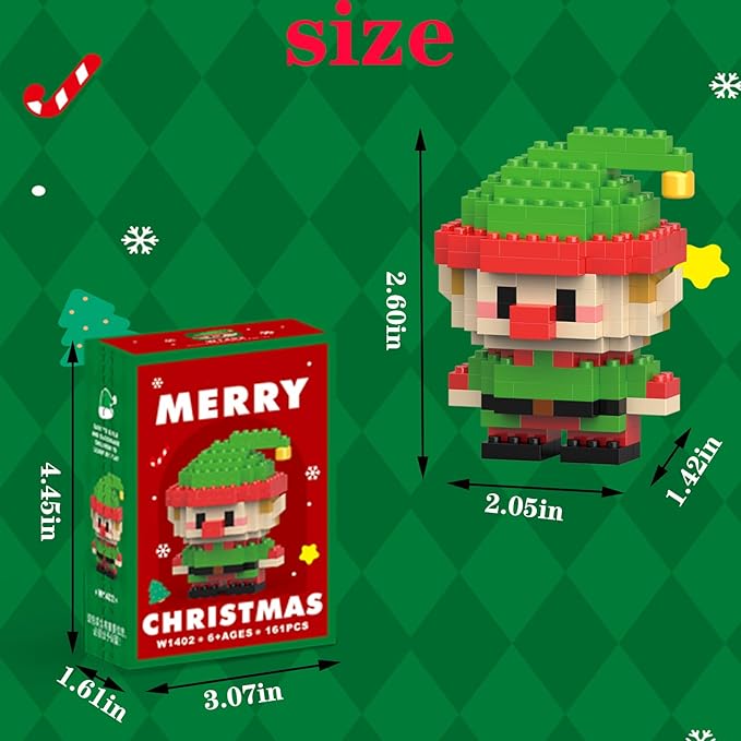 Christmas Elf Building Blocks Set Compatible with Lego Advent Calendar 2025 Stacking New Toys Holiday Present Box New Year Xmas Gifts for Kids for Boys & Girls and Adults