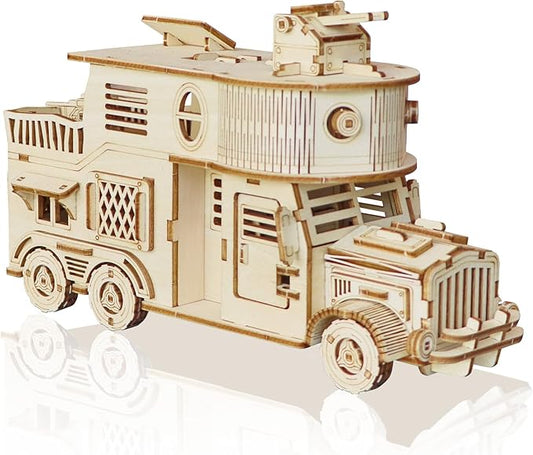 3D Wooden Puzzle for Adults, DIY Motor Home Model, Creative Assembly Model Building for Adults, DIY Assembly Puzzle, Woodcraft Kit for Christmas Day
