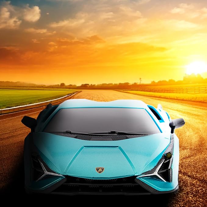 1:24 Scale Officially Licensed RC Lamborghini Sián FKP 37, Blue Lambo Sport Racing Hobby Toy Car Model Vehicle for Boys Girls and Adults Gift