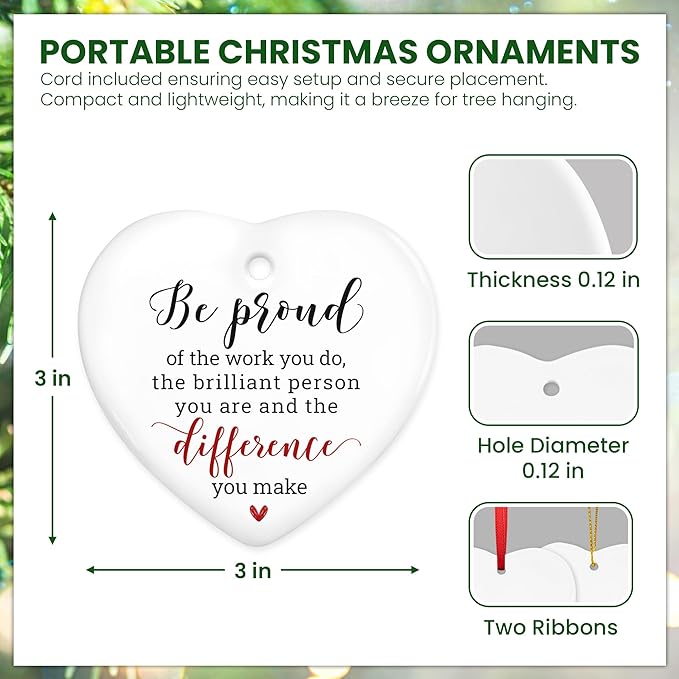 OASSIE Inspirational Gifts for Women, Christmas Ornaments 2025 - Christmas, Thank You Gifts for Women, Encouragement, Thank You Coworkers - Christmas Tree Decoration Ceramic Ornaments