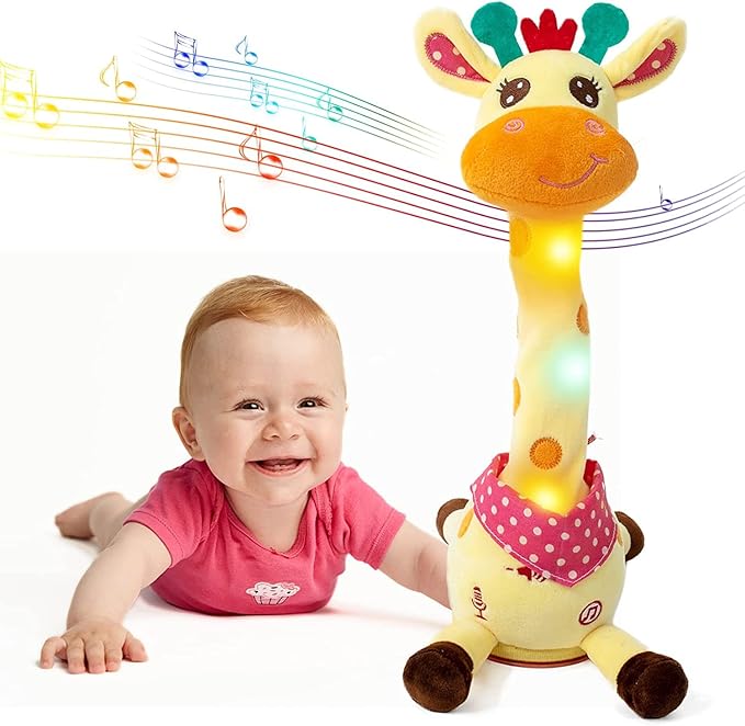 Emoin Dancing Talking Giraffe Baby Toy, Adjustable Volume Baby Giraffe Toys Singing 10 Children's Songs Singing Mimicking Recording Repeating What You Say for Toddlers