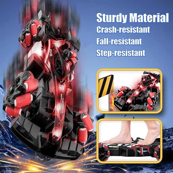 2.4GHz Gesture Sensing Remote Control Car - 360° Spin High Speed Drift F1 Formula Racing, with Spray, Music & Light, 2 Control Mode, Toy for Kids 8-12 Year Birthday Coolest Best Toy (Red)