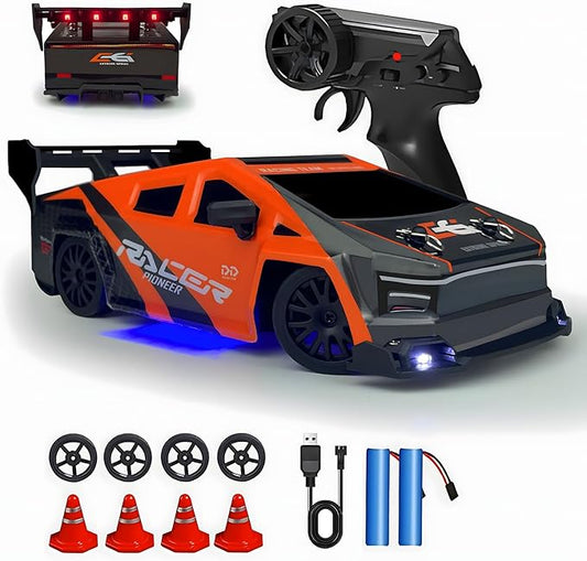 1:24 RC Cybercar, 2.4GHz RC Drift Cars with LED Light, Race Car Toys for Boy Girl 8-12 Years Old, Speed Adjustable 25Km/H,High Speed RC Racing Cars Perfect Toy Gift for Boys & Girls