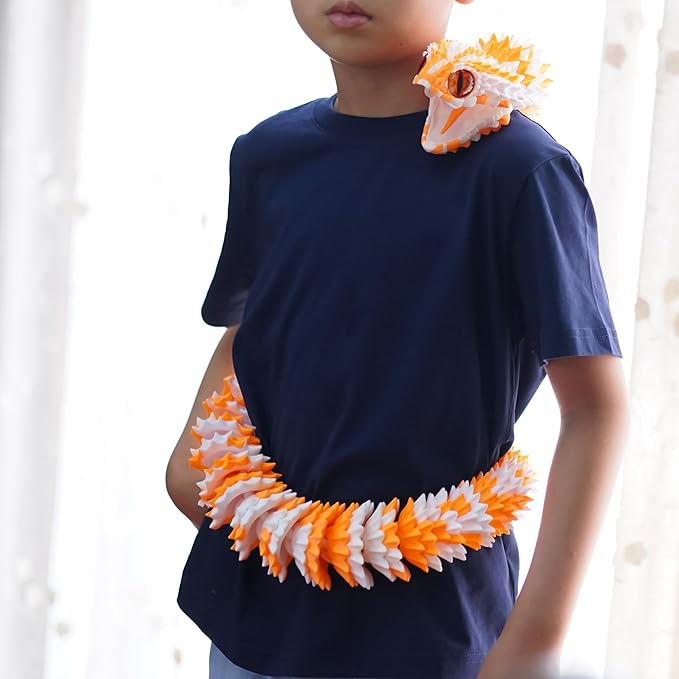 47.5inch Super Large 3D Printed Snake Models,Movable Teeth,Flexible Joint Animal lacertid Figurines, Stress Relief, Fidget restlessness, ADHD Toys, Surprise Fantasy Gifts (WO/47.5inch)