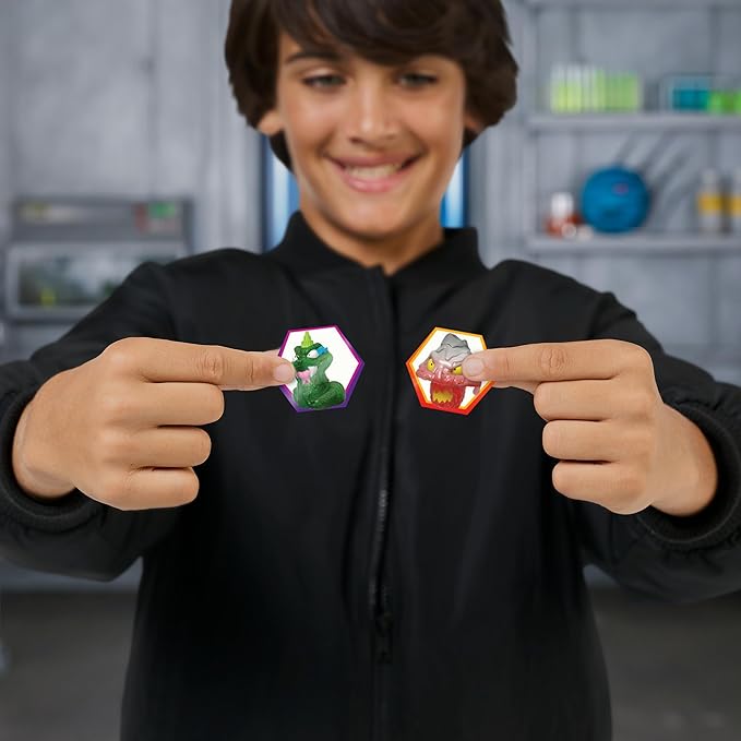 MRBEAST LAB Swarms Series 3, Hyper Fusion Series, 14 Pack Collectible Micro Beasts, 14 Collectible Stickers & 4 Fusion Caps to Build Out Your Own Biting Hot Sauce