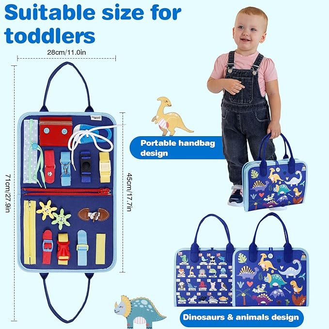 Busy Board Montessori Baby Toys for 1 2 3 4 Year Old Boys Girls Gifts, Sensory Toy for Toddlers 1-3, Educational Activities Travel Toy for Airplane Car, Busy Book for Learning Fine Motor Skills