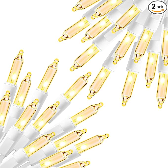 Dazzle Bright Warm White Christmas Mini String Lights, 2 Pack Total 60FT 300 Incandescent White Wire Fairy Lights, Waterproof Christmas Decorations for Indoor Outdoor Party Garden Yard Decor