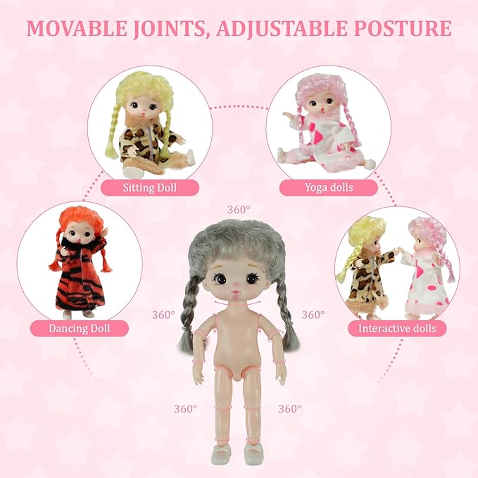 Mini Baby Dolls 4pcs Set,6Inch Princess Dolls,Realistic Cute Pout mini Babies,Rapunzel Doll with Skirt Dresses,Cute Small Baby Doll Gifts Set for Girls Boys 3+ Birthday Gifts