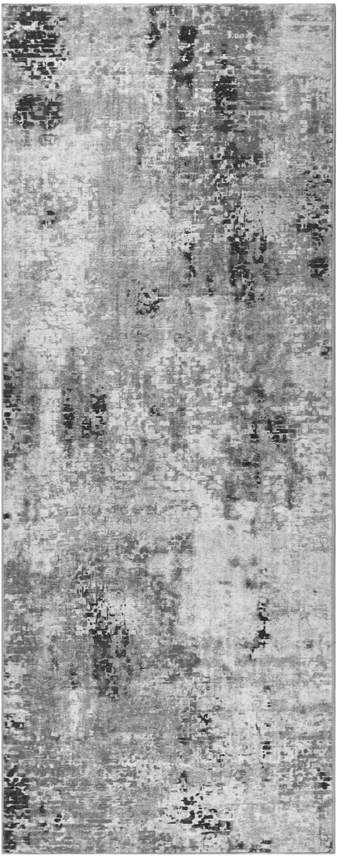 2x6 Rug Runners for Hallways Kitchen Runner Rug Non Slip Washable Grey Long Runner Rugs with Rubber Backing Soft Abstract Carpet Runner for Hallways, Kitchen, Bedroom, Bathroom, Entryway