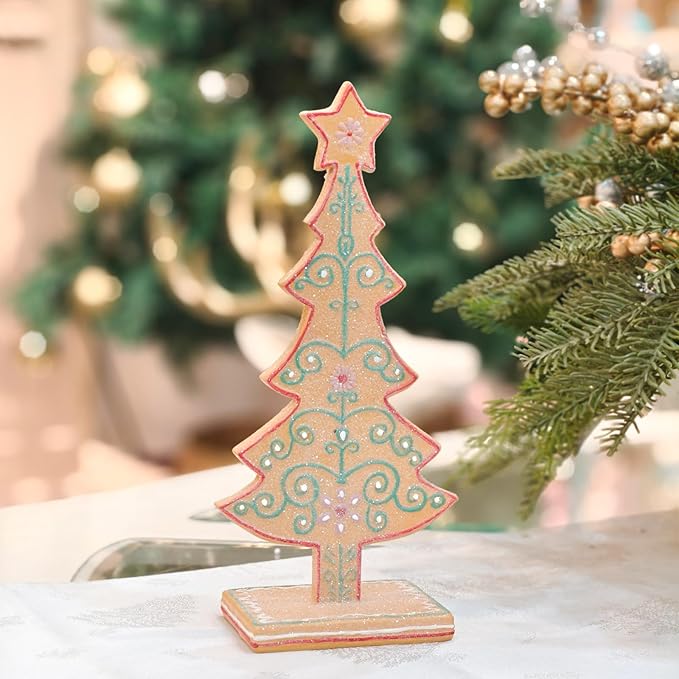 Gingerbread Tree Gingerbread Christmas Decorations Indoor Resin Christmas Tree Statue Decorations Kitchen Tabletop Xmas Decor