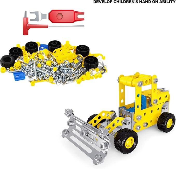 7 in 1 STEM Toys,Erector Set for Boys Age 8-12,Learning Engineering Kids Building Blocks Model Kits,Metal Construction Toys for Kids 8 9 10 11 12+ Year Old(180PCS No Motor)