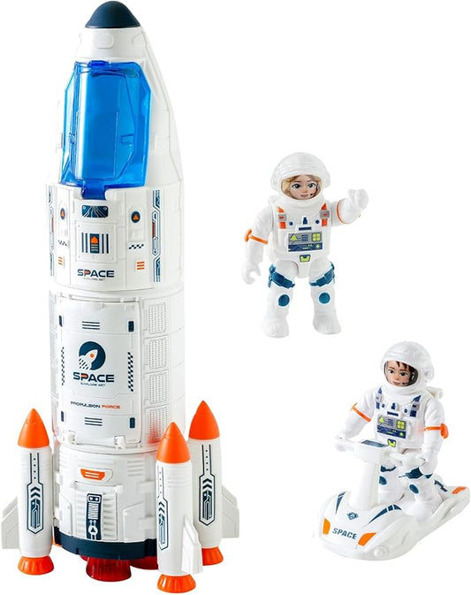 Space Shuttle Rocket Ship - Lights Up, Blast Off Sounds, Astronaut & Space Adventure Toys, Kids Science Educational