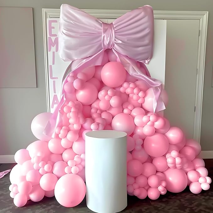 Pearl Pink Double-Stuffed Balloons Arch Garland Kit, 60 Pack 18/12/10/5 Inch Different Size Pearl Light Macarons Pink Balloons for Wedding Bridal Shower Anniversary Birthday Engagement Decor