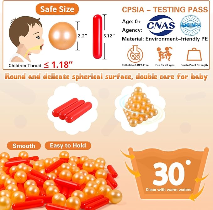 Ball Pit Balls and Strips for Ball Pits, 50 200 500pcs Cute Plastic Star Toy Balls for Kids, Baby Toddler 1-3 Birthday, Bounce House, Play Tent, Baby Pool Water Toys, Party
