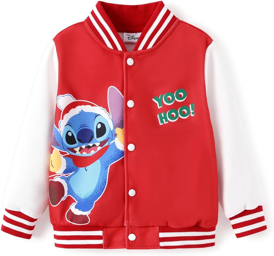 Disney Minnie Mickey Stitch Princess Frozen Elsa Marvel Jacket Lightweight Coat Button up Color Block Sweatshirt 2-14 Years