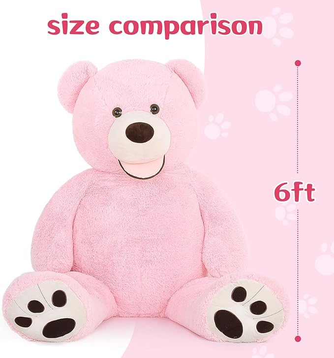 MorisMos Giant Teddy Bear Plush 6ft, Huge Pink Teddy Bears for Girlfriend, 6 Foot Large Big Bear Gifts, Baby Shower, Birthday