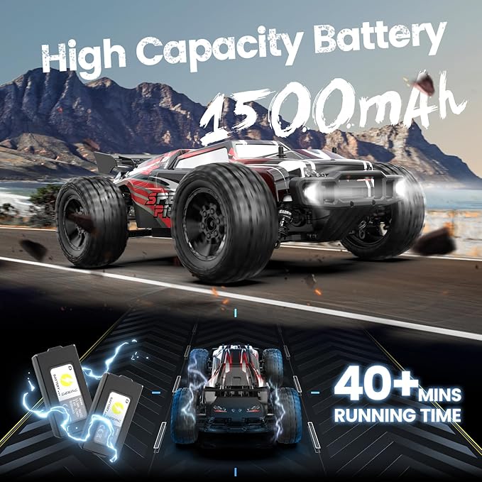 DEERC 9206E DIY Extra Shell 1:10 Scale Large RC Cars,48+ KM/H Hobby Grade High Speed Remote Control Car for Adults Boys,All Terrain 4WD 2.4GHz Off Road Monster RC Truck with 2 Battery for 40+ Min Play