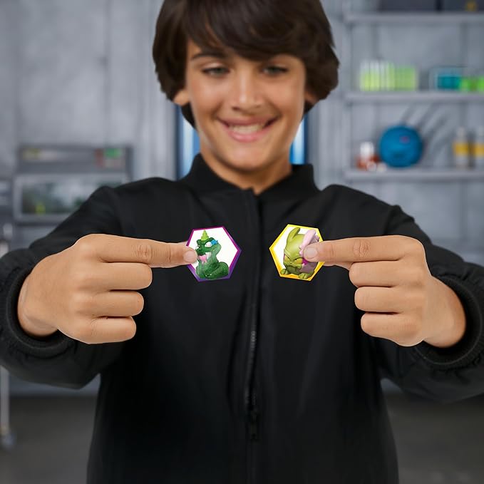 MRBEAST LAB Swarms Series 3, Hyper Fusion Series, 14 Pack Collectible Micro Beasts, 14 Collectible Stickers & 4 Fusion Caps to Build Out Your Own Septic Snow Globe