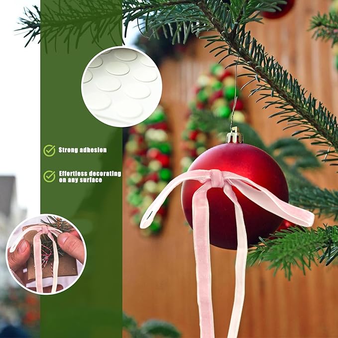 24Pcs Velvet Ribbon 5 x 7 Inch Christmas Ribbon 3/8 Inch Wide Christmas Bows Vintage Velvet Bows for Christmas Tree Pink Bows for Christmas Tree Decorations