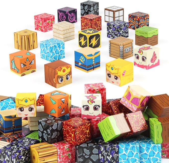 Magnetic Blocks, 84-Piece 0.8in Build Prince&Princess Magnet Game Set, Stacking Building Blocks Cubes Magnets for Kids, STEM Sensory Creative Toys Games for Toddler Boys & Girls