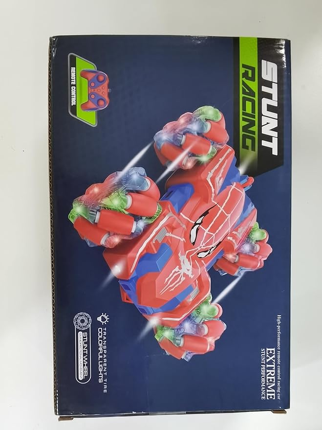 Spider RC Cars for 4 5 6 7 8 Year Old Boys - 2.4Ghz Rechargeable Double Sided Remote Control Stunt Car, 360°Rotating 4WD Off-Road RC Drift Car with Light, Birthday Xmas Gifts for Kids Age 4-6 5-7 8-12