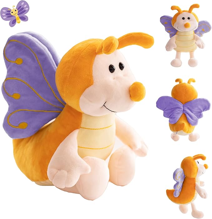13 Inch Cuddly Purple Butterfly Stuffed Animals Super Soft Butterflies With Purple Wings Plush toys Stuffed Butter Fly Plushies Animal With Purple Wings Insect Plush Doll Animal Toy for Kids & Lovers