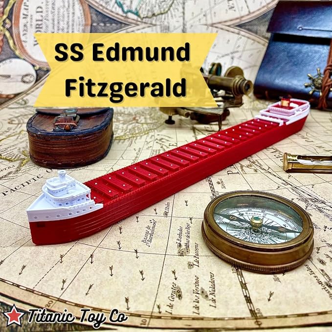 SS Edmund Fitzgerald Model 12" by TitanicToyCo, Great Lakes Freighter Model, Toy Ships, Model Ships, Ship Models, Titanic Toys For Kids, Titanic Model, Titanic Ship