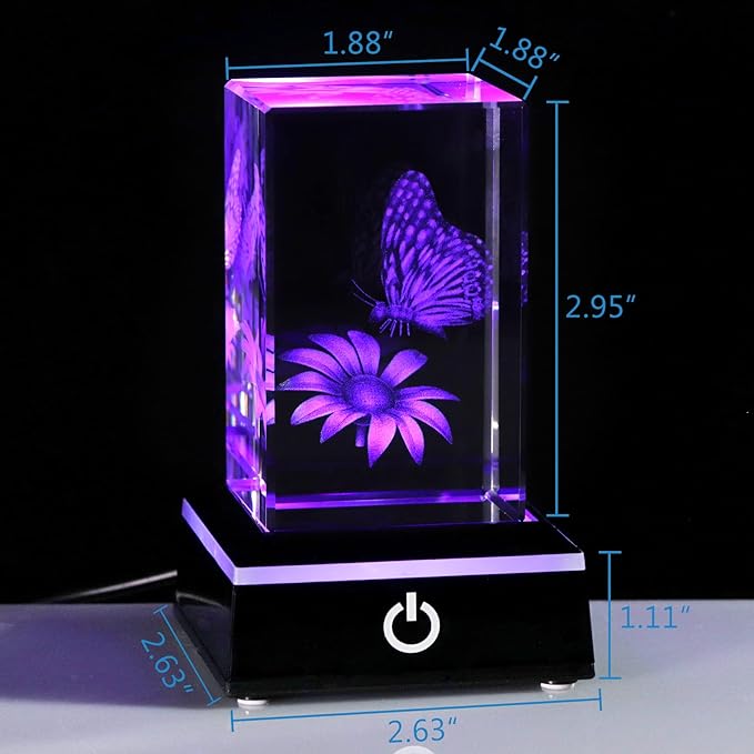 Qianwei Butterfly Gifts for Women, 3D Crystal Monarch Butterfly Figurines Stuff Home Butterflies Decor for Aniaml Lovers Her Statue Paperweight Birthday Christmas Gifts for Best Friend Girls