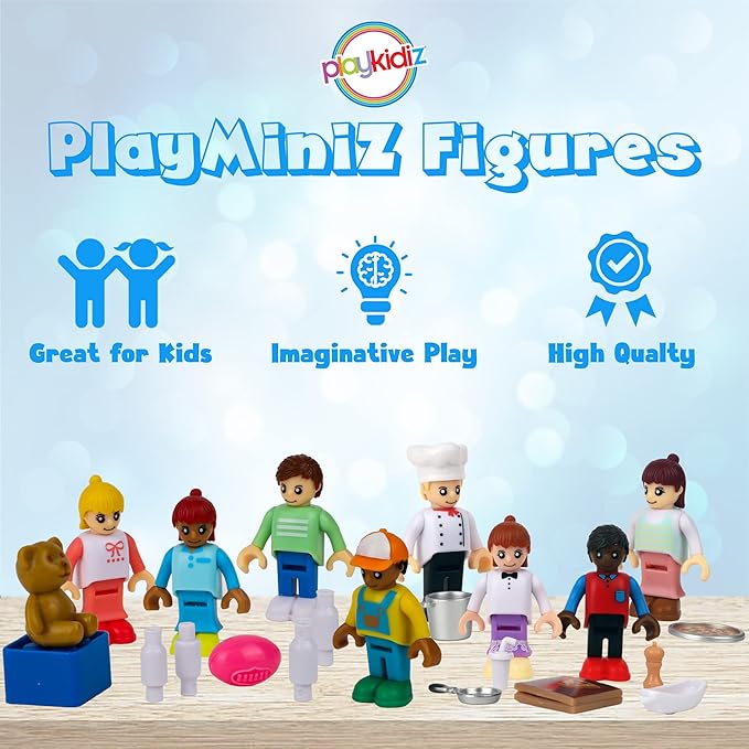 8 Toy Figures & Playsets, 2 Inch Play Peoples Set, Early Development Family Figurines for Kids, Pretend Play Toys for Children 3+ (23Pcs)
