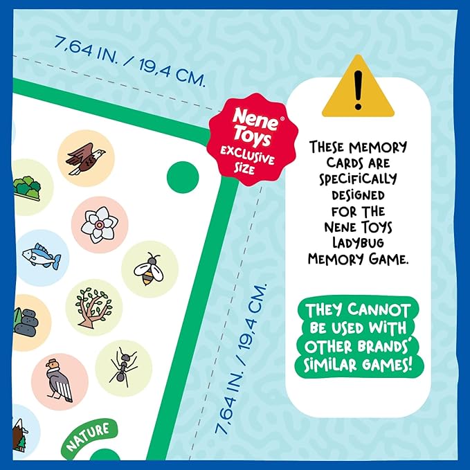 Nene Toys Nature Adventures Extension Cards - Extension Set Exclusive Size Ladybug's Memory Game - 24 Patterns Featuring Diverse Ecosystems and Wildlife Exclusive Size