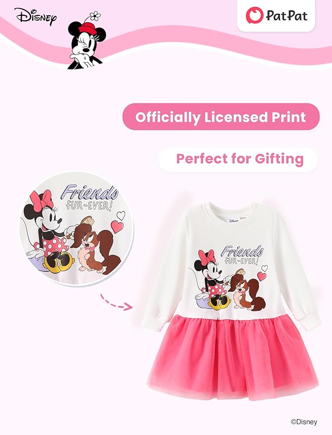 Disney Stitch Minnie Elsa Princess Sweatshirt Dress Toddler Girl Sequin Long Sleeve Pullover Clothes Fall Outfit 2-9 Years