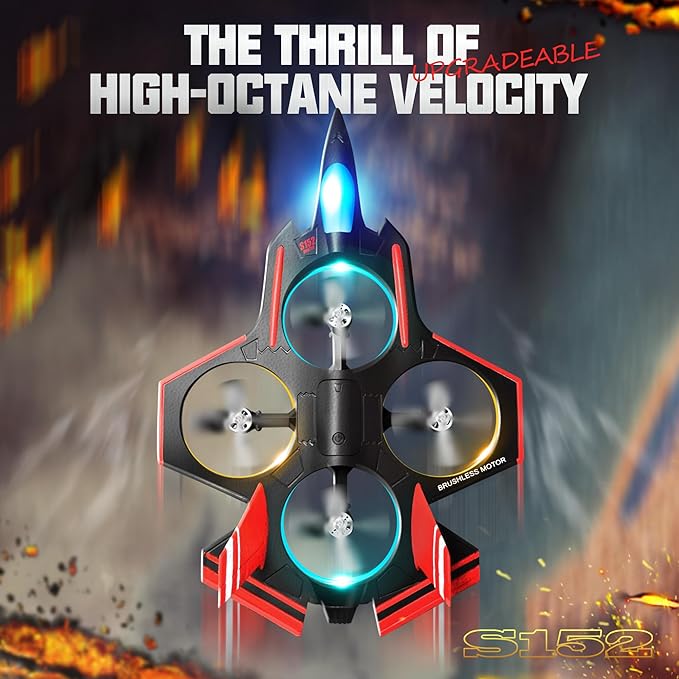 BEZGAR Brushless RC Plane with Camera | 2.4GHZ Remote Control Airplane, 6-axis Gyro Drones for Kids, RC Helicopter, 360°Flip Jet Fighter for Beginners with LED Navigation Lights