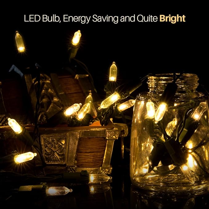 Battery Operated String Lights, 50 LED 18ft Christmas Lights Mini Lights with Timer & 8 Modes, for Christmas Tree Wreath Party Wedding Thanksgiving Decoration, Warm White